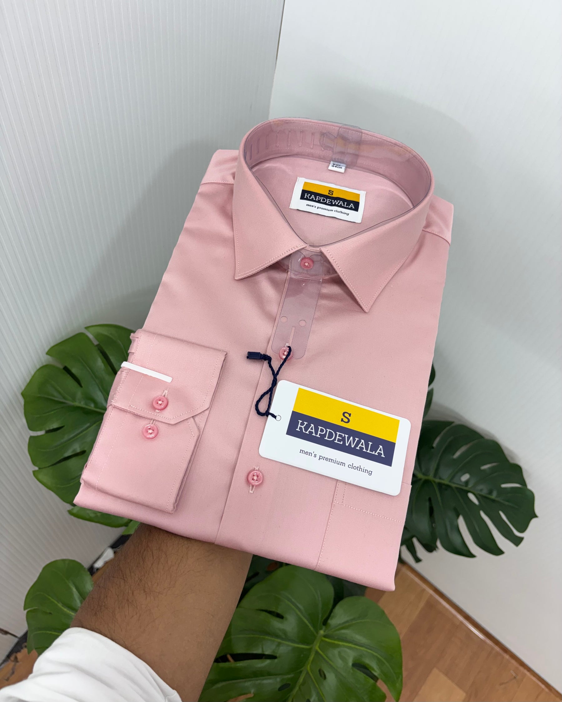 Peach Cotton Satin Lycra Shirt