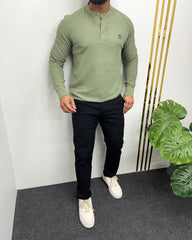 Pista Premium Cotton Waffle Henley Neck Full Sleeve T-Shirt