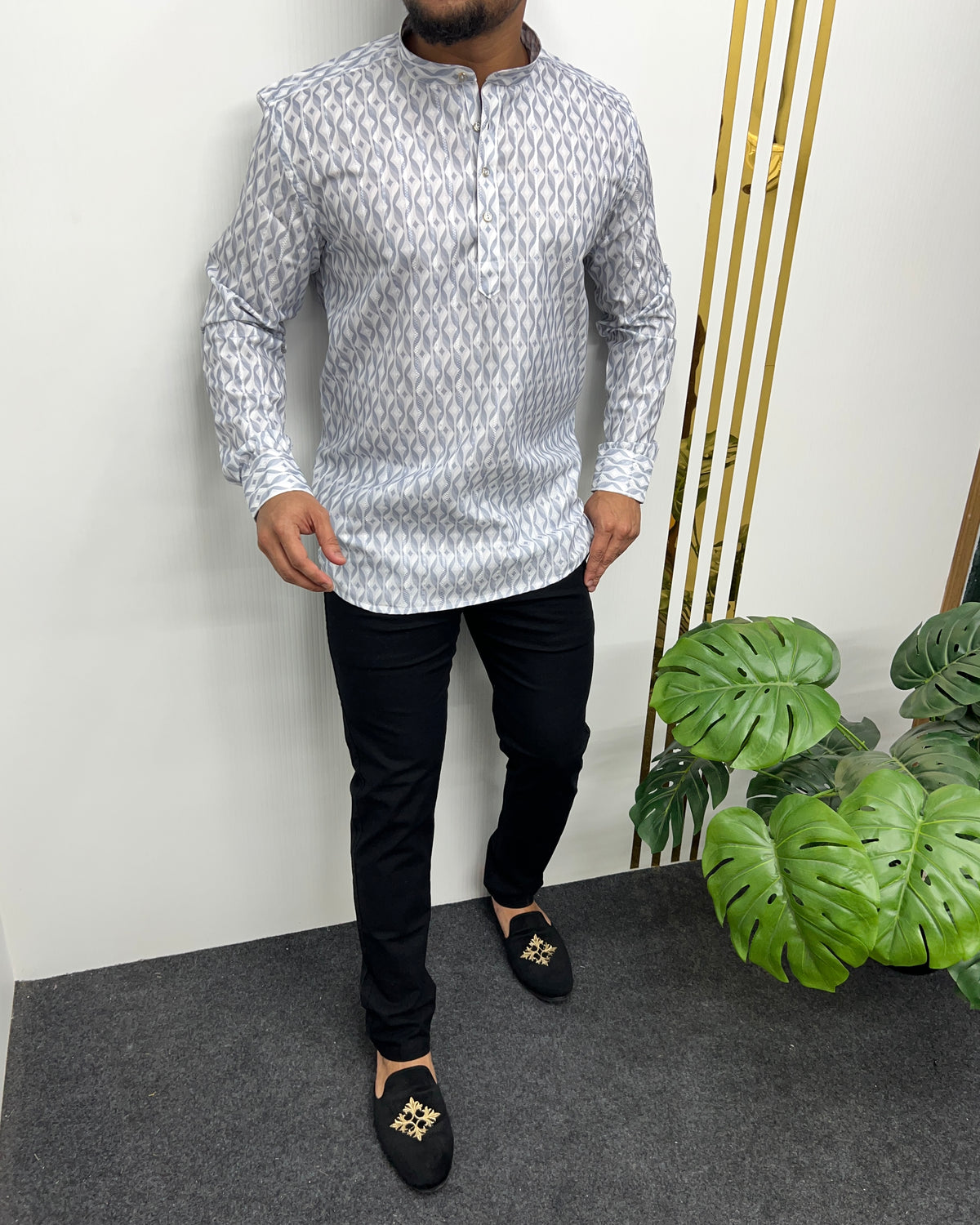 Jari Fabric Printed Premium Short Kurta