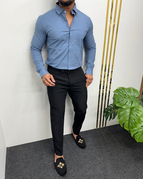 Pastle Blue Business Class Oxford Lycra Formal Shirt