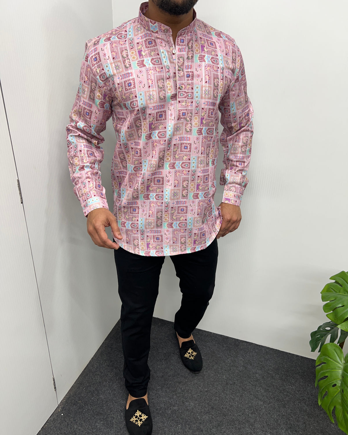 Jari Fabric Printed Premium Short Kurta