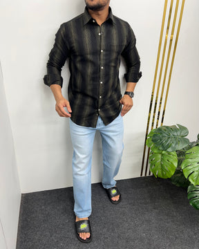 Self Striped Jute Cotton Shirt