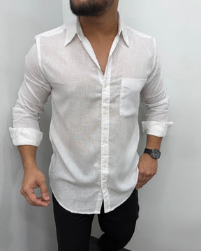 White Lyocell Linen Shirt