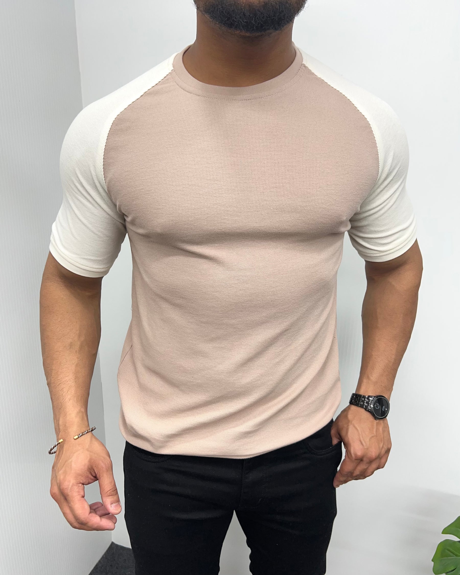 Cotton Waffle Round Neck T-Shirt