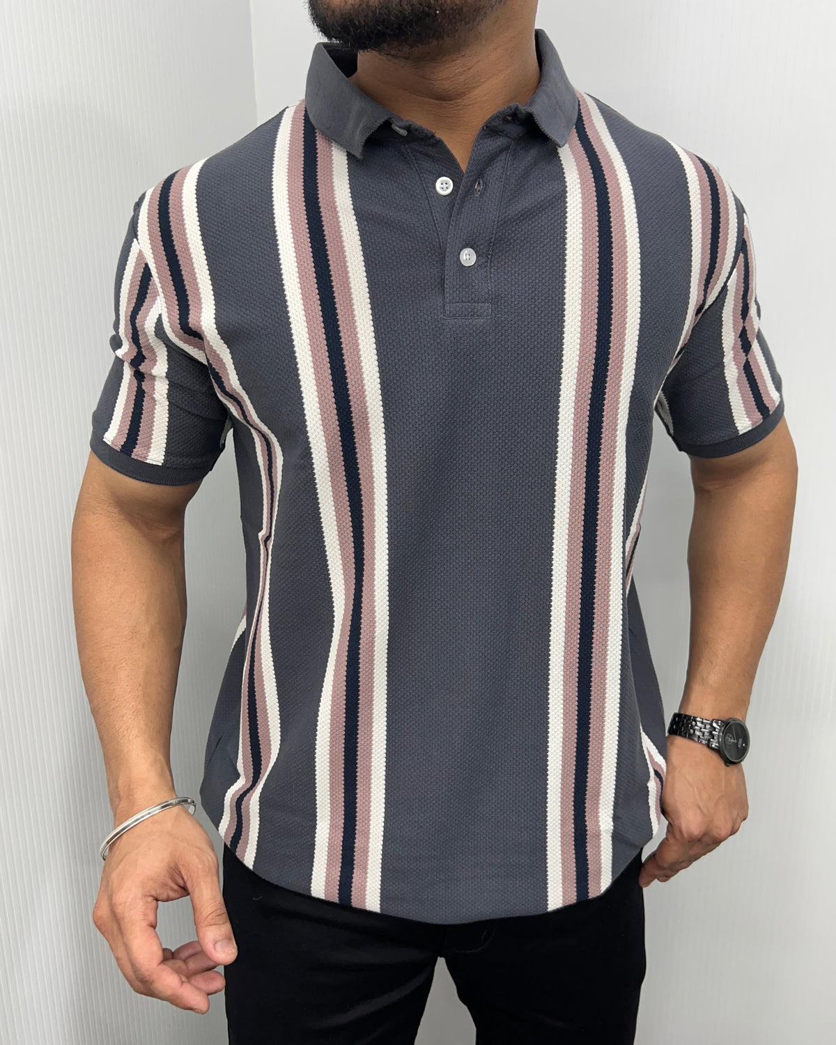 Dark Gray Matty Striped T-Shirt