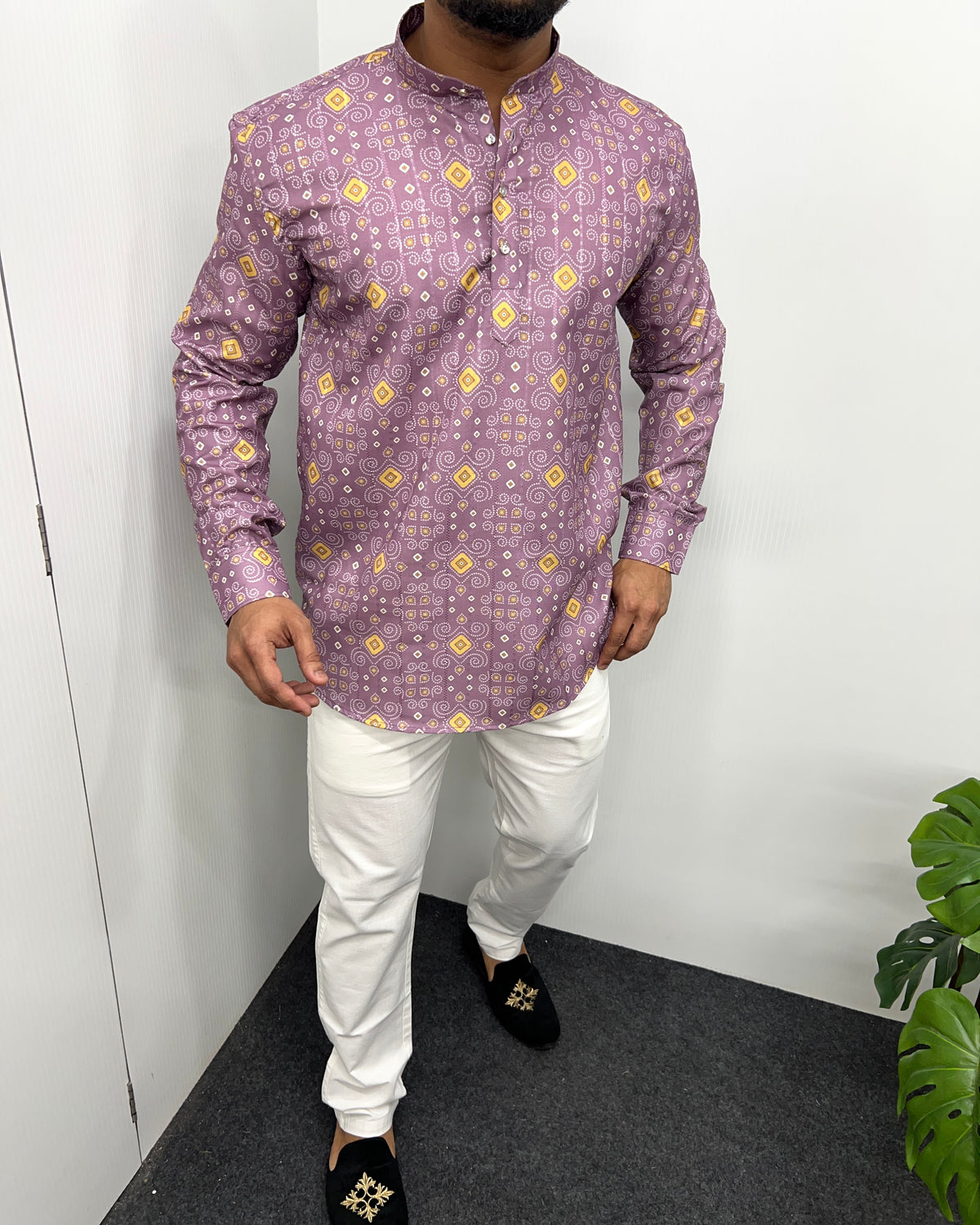 Jari Fabric Printed Premium Short Kurta