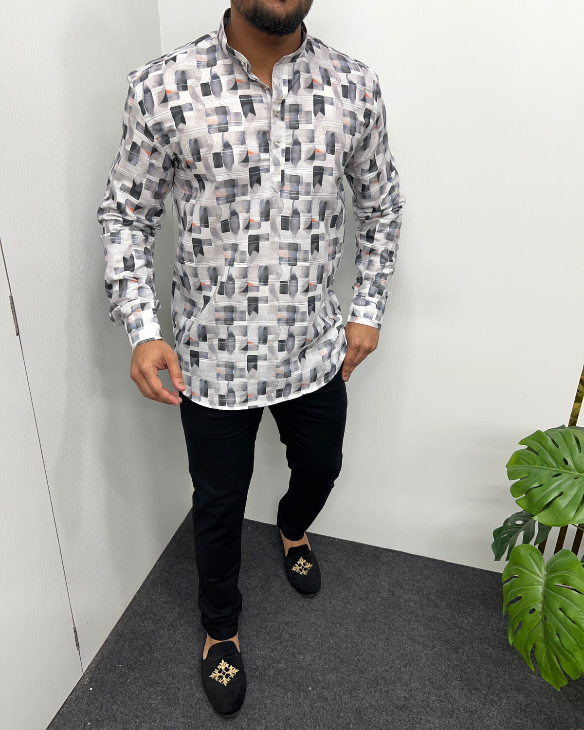Jari Fabric Printed Premium Short Kurta