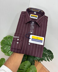 Maroon Lux Cotton Oxford Striped Shirt