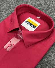 Red Maroon Business Class Oxford Lycra Formal Shirt