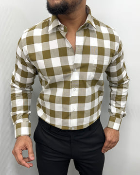 Dark Khaki Checkered Shirt