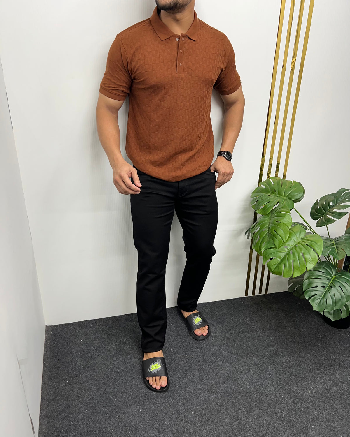 Brown Premium Jacquard T-Shirt