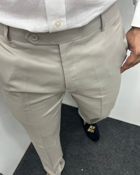 Pearl Gray Straight Fit Dobby Flexiwaist Business Class Formal Pant