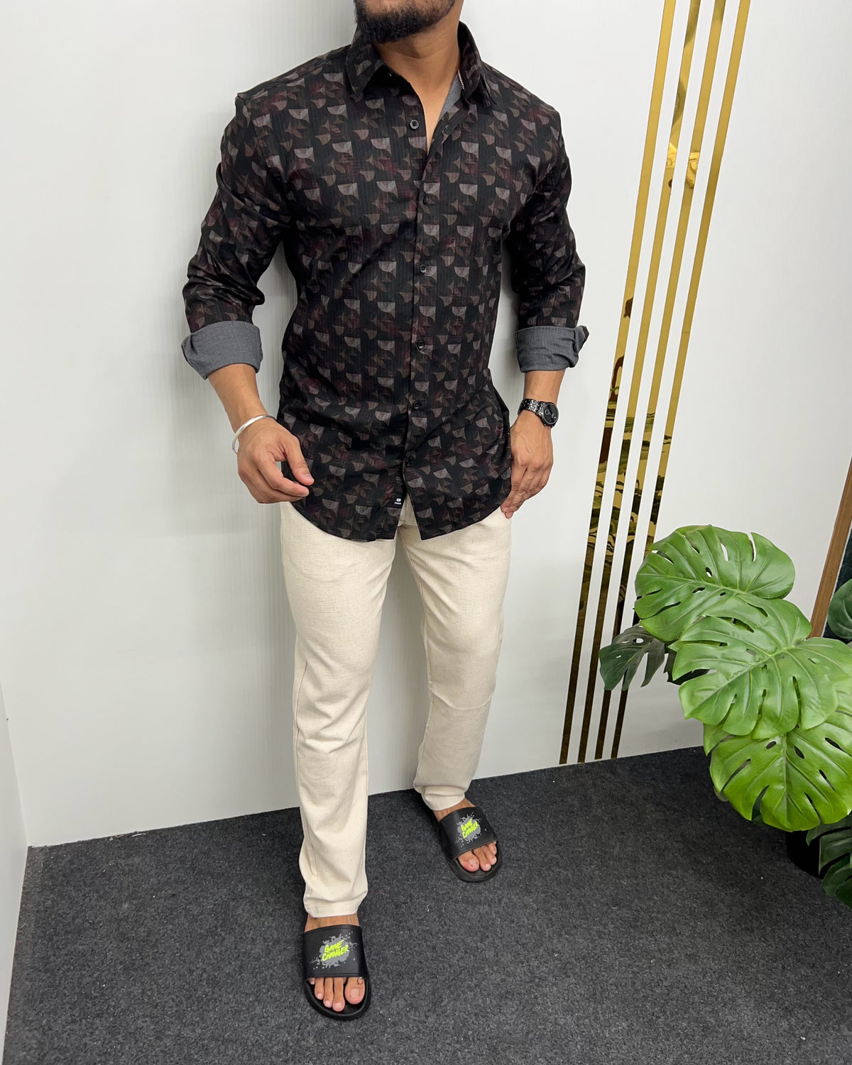 Imported Party Wear Printed Shirts Black and red