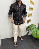 Imported Party Wear Printed Shirts Black and red