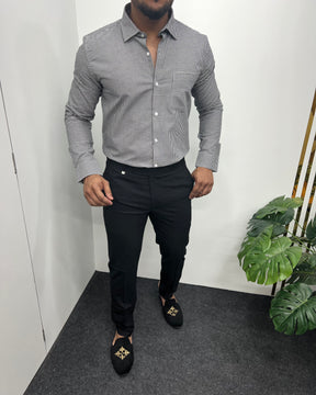 Black Cotton Gingham Checks Shirt