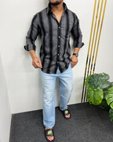 Self Striped Jute Cotton Shirt