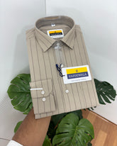 Khaki Lux Cotton Oxford Striped Shirt
