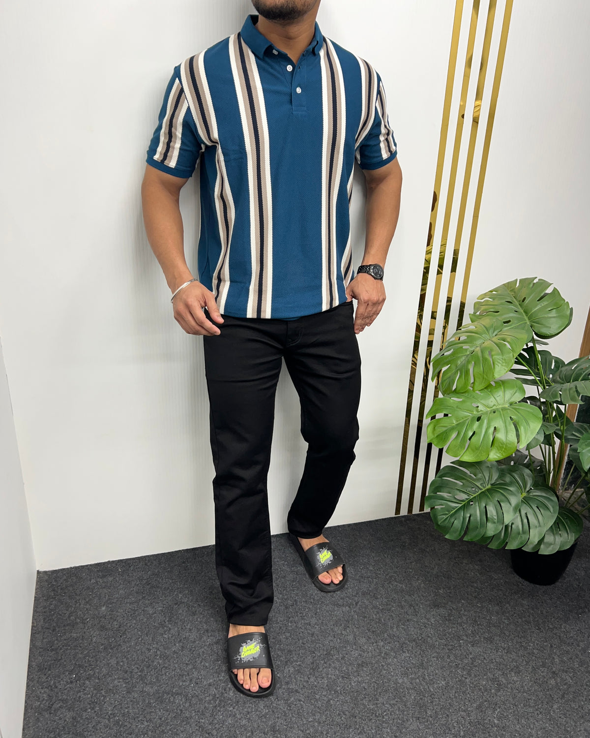 Royal Blue Matty Striped T-Shirt