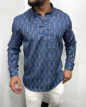 Jari Fabric Printed Premium Short Kurta