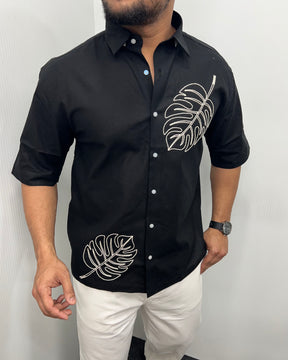 Embroidery Cotton Linen Half Shirt