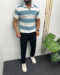 Ocean Honeycomb Fabric Collar T-Shirt