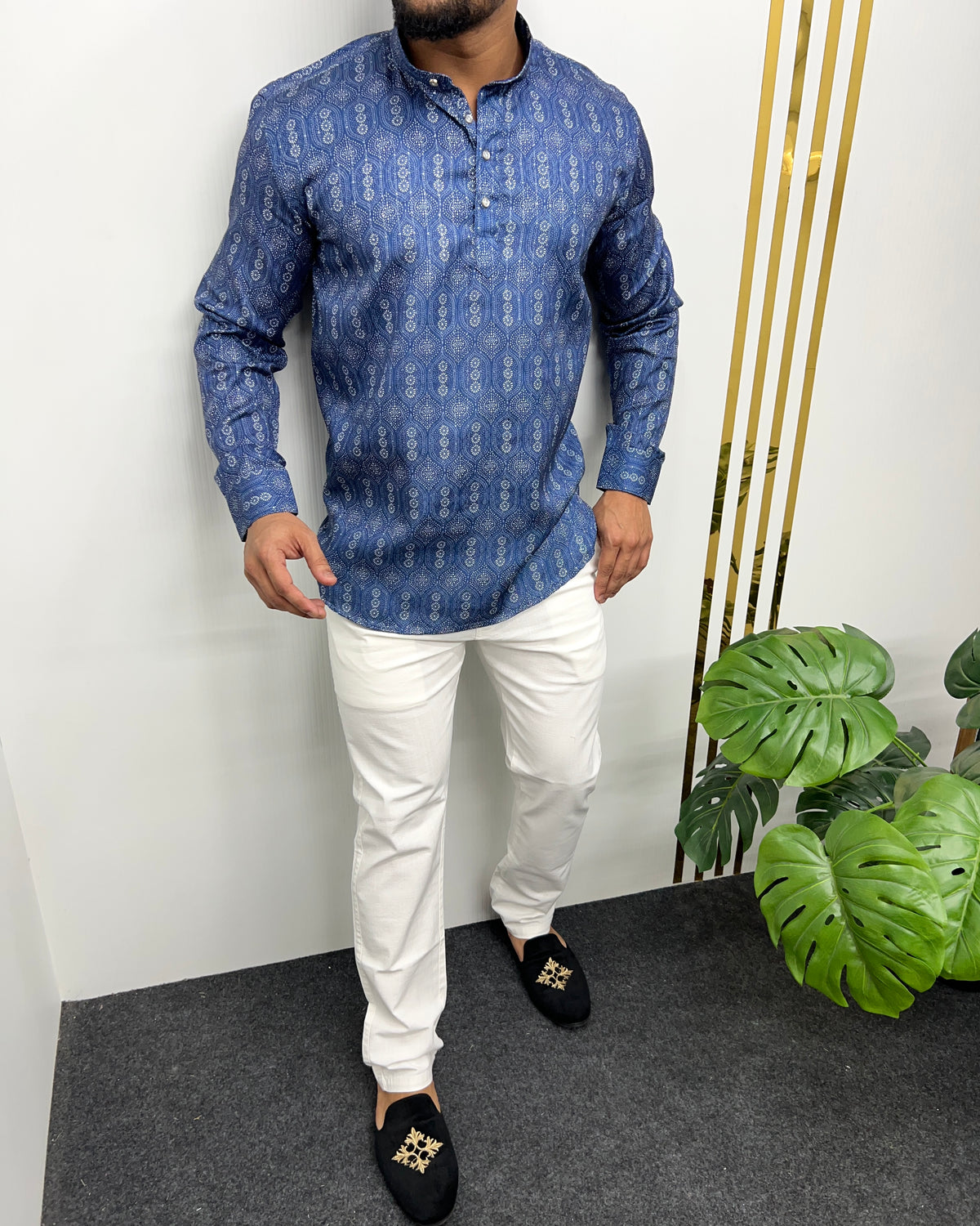 Jari Fabric Printed Premium Short Kurta