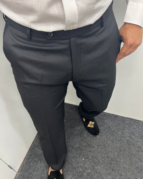 Black Self Line Straight Fit Flexiwaist Business Class Formal Pant