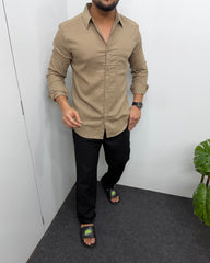 Khaki Lyocell Linen Shirt