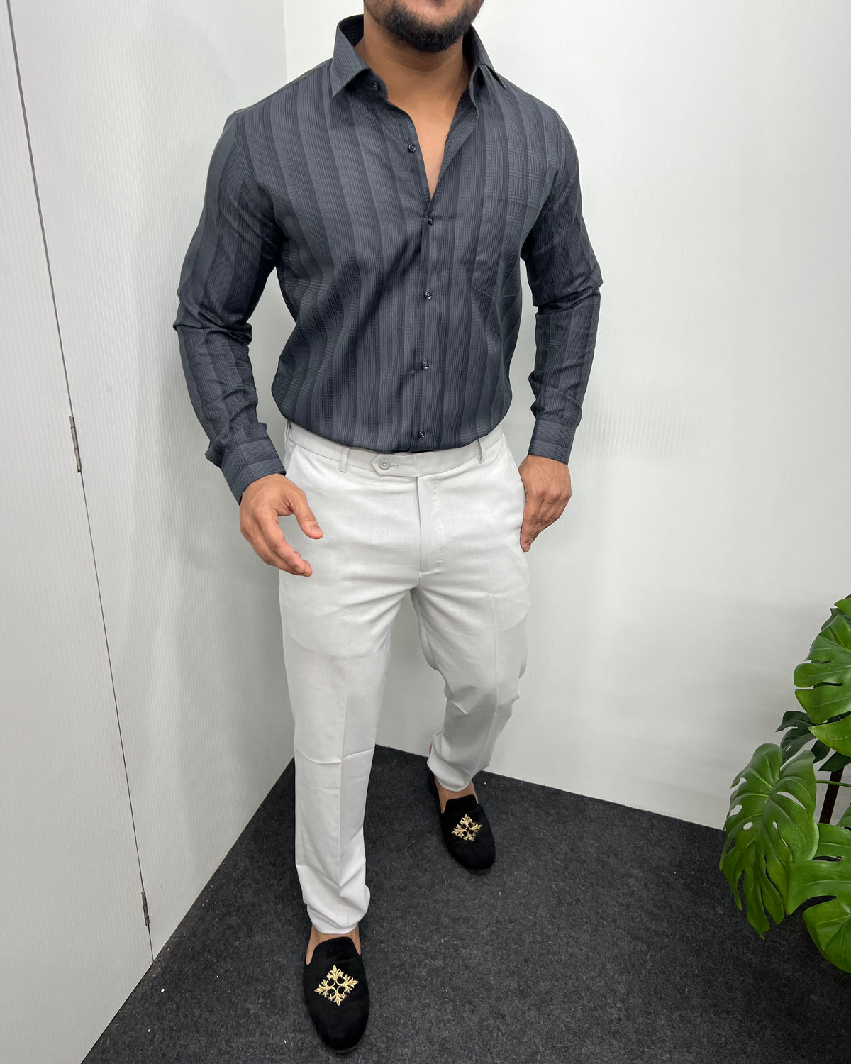 Jet Gray Premium Giza Finish Shirt