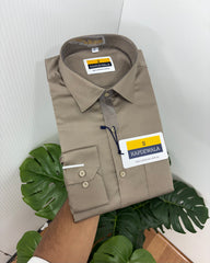 Ivory Brown Cotton Satin Lycra Shirt