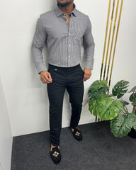 Black Cotton Gingham Checks Shirt
