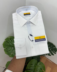 White Cotton Satin Lycra Shirt