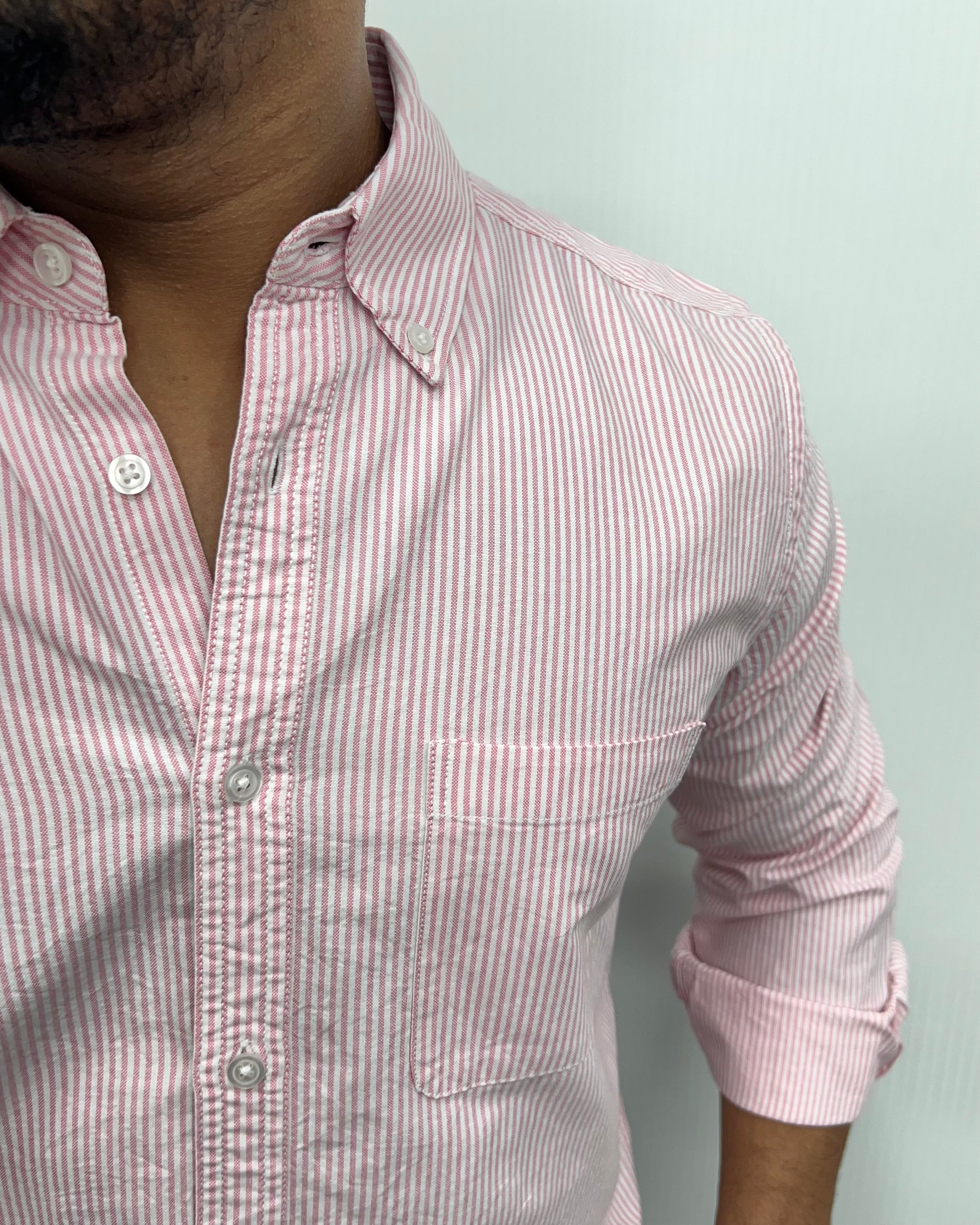 Light Pink Cotton Oxford Striped Shirt