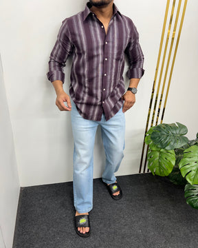 Self Striped Jute Cotton Shirt