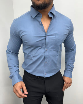 Pastle Blue Business Class Oxford Lycra Formal Shirt