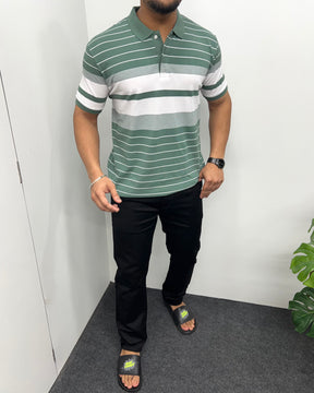 Pista Collar Matty Striped T-Shirt