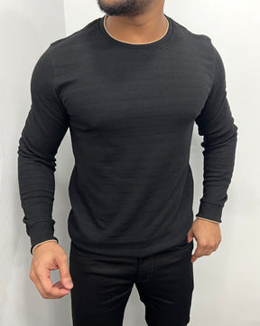 Black Plain Knit T-Shirt