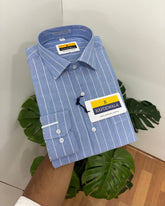Sky Blue Lux Cotton Oxford Striped Shirt