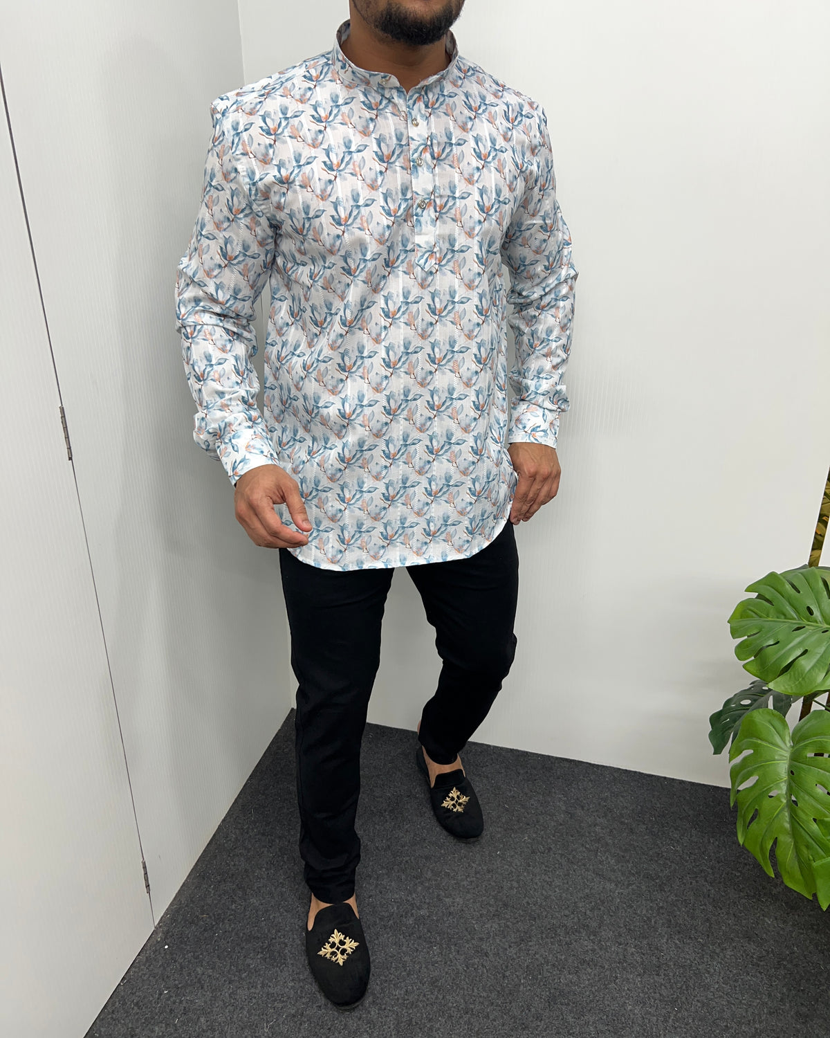 Jari Fabric Printed Premium Short Kurta