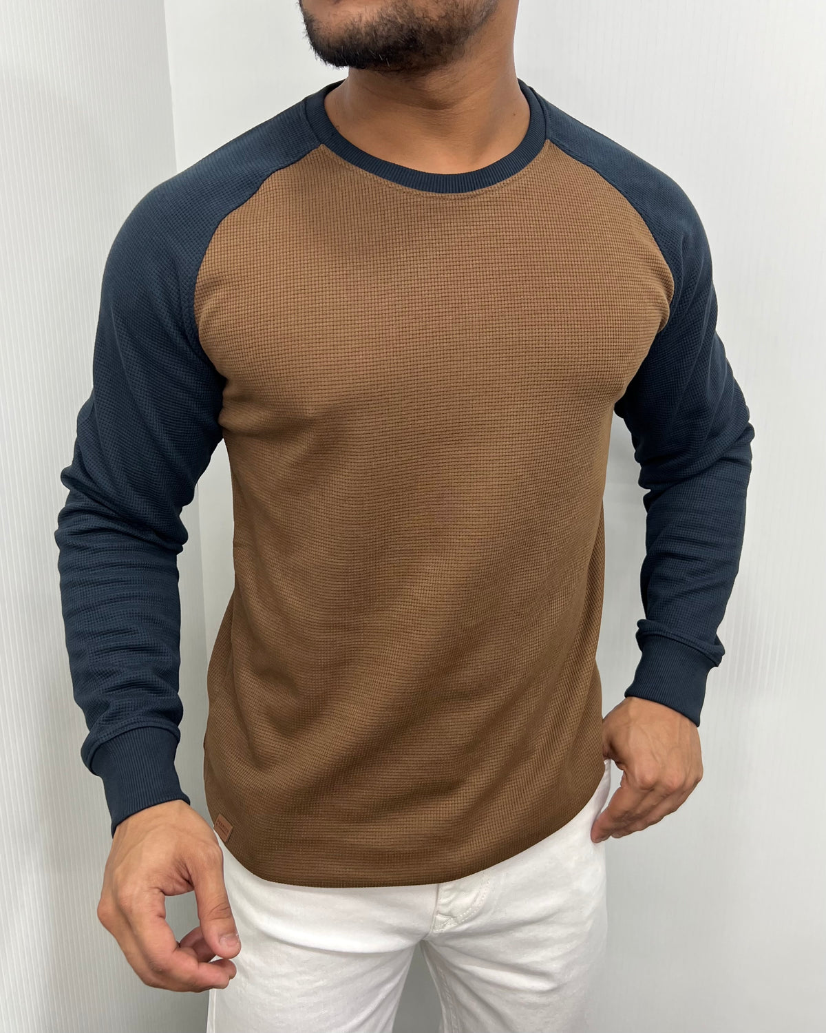Brown & Dark Blue Raglan T-Shirt