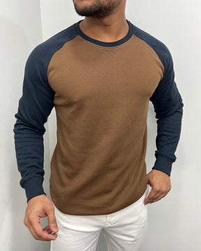 Brown & Dark Blue Raglan T-Shirt