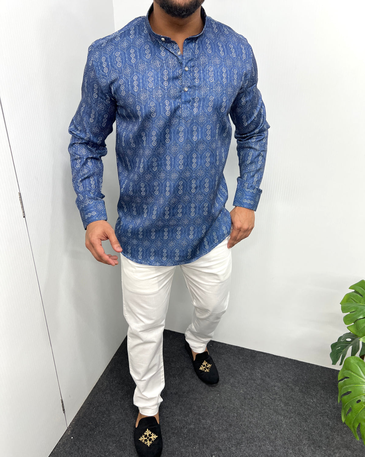 Jari Fabric Printed Premium Short Kurta