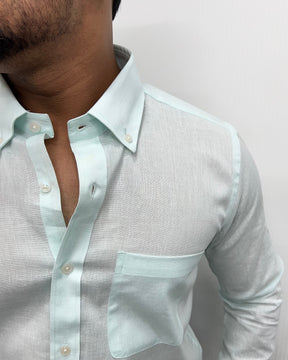Ocean Blue Cotton Linen Shirt