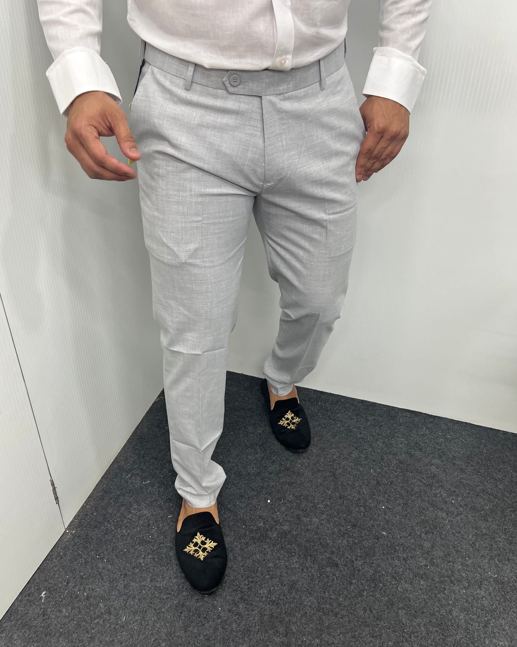 Melange Light Gray Flexiwaist Business Class Formal Pant