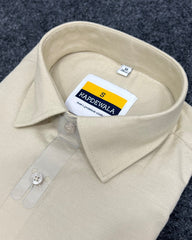 Cream Business Class Oxford Lycra Formal Shirt