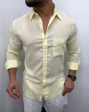 Lemon Yellow Lyocell Linen Shirt
