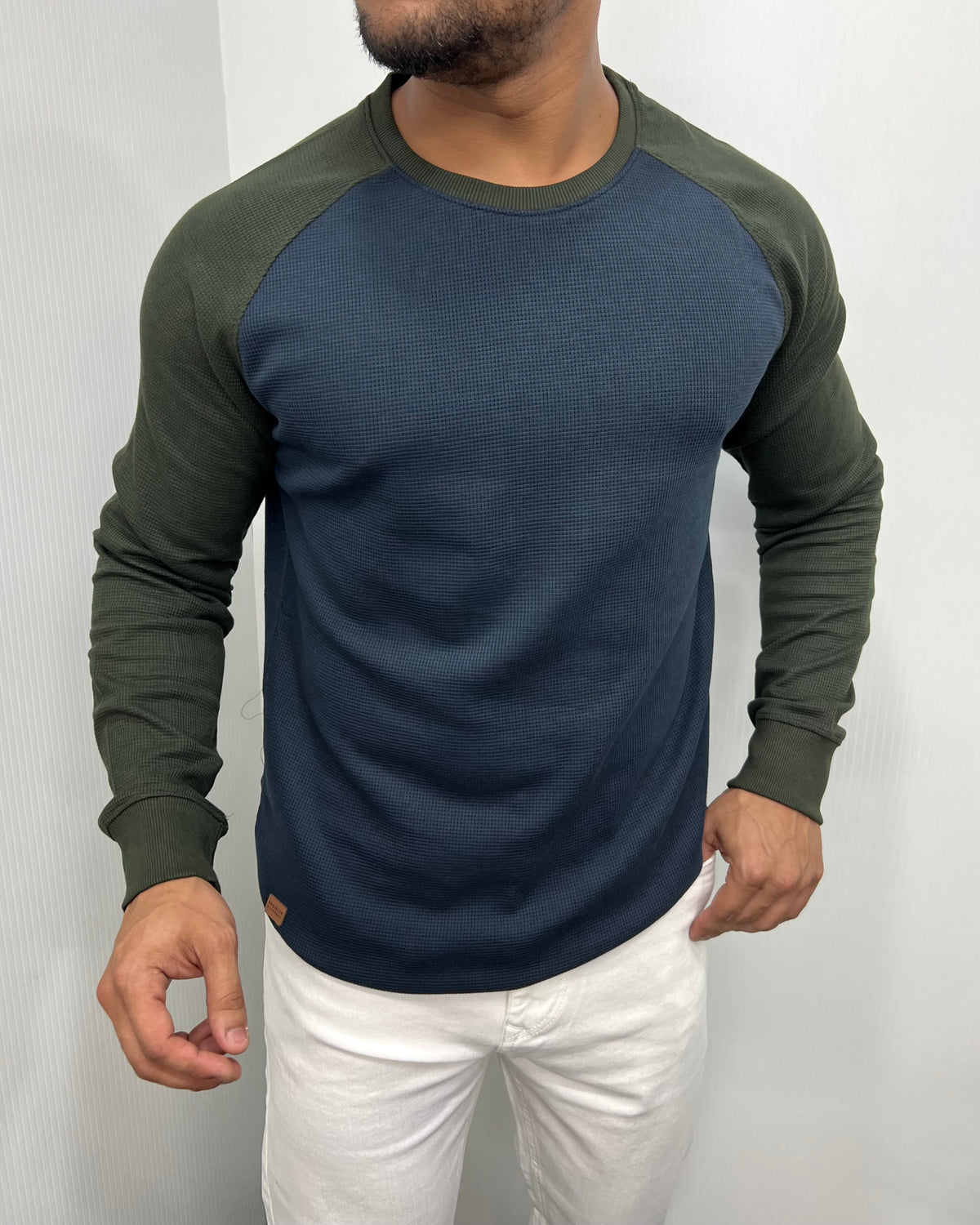 Blue & Mehandi Raglan T-Shirt