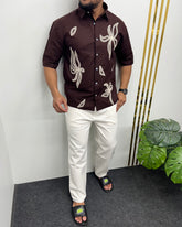 Embroidery Cotton Linen Half Shirt
