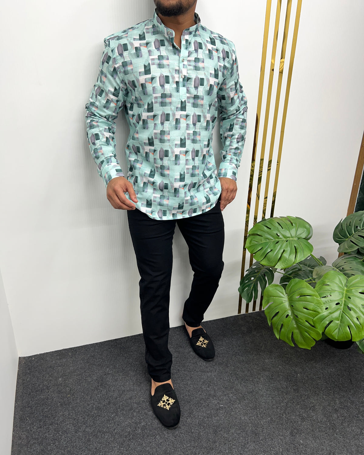 Jari Fabric Printed Premium Short Kurta