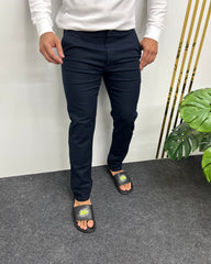 Mill Made Navy Blue Cotton Linen Pant